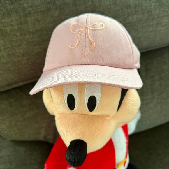 NEW 2-Pc PINK BOW CANVAS ADJUSTABLE BASEBALL HAT 1 GRAY & 1 PINK - Picture 5 of 7